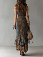 Estella | Elegant One-Shoulder Printed Maxi Dress