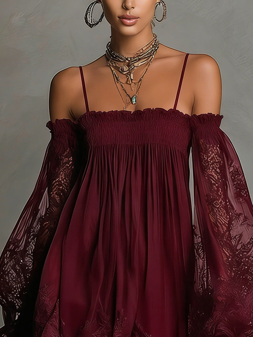 Elara | Off-Shoulder Lace-Trim Mini Dress