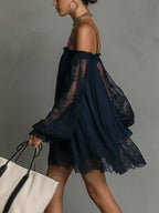 Elara | Off-Shoulder Lace-Trim Mini Dress