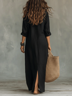 Selene | Loose Maxi Dress with Buttons