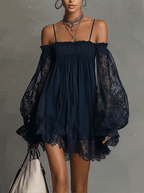 Elara | Off-Shoulder Lace-Trim Mini Dress