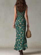 Cynthia | Bohemian Floral Ruched Maxi Dress